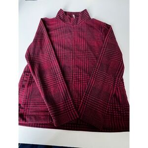 Croft &‎ Barrow  Red Black Zip Up Jacket Women's Outerwear Fall Layering Sz L